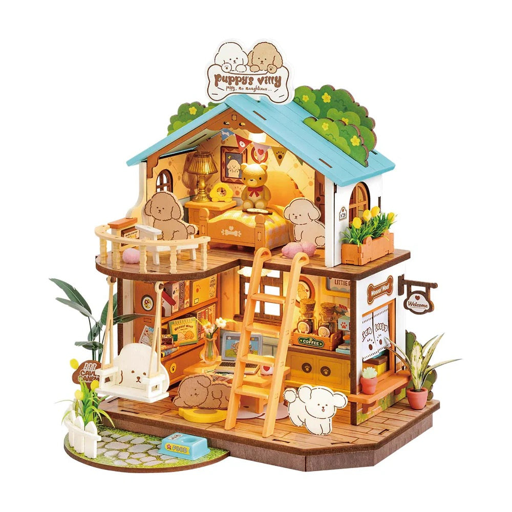 Robotime Puppy's Cozy Villa DIY Miniature House — DIY Minature House Kit