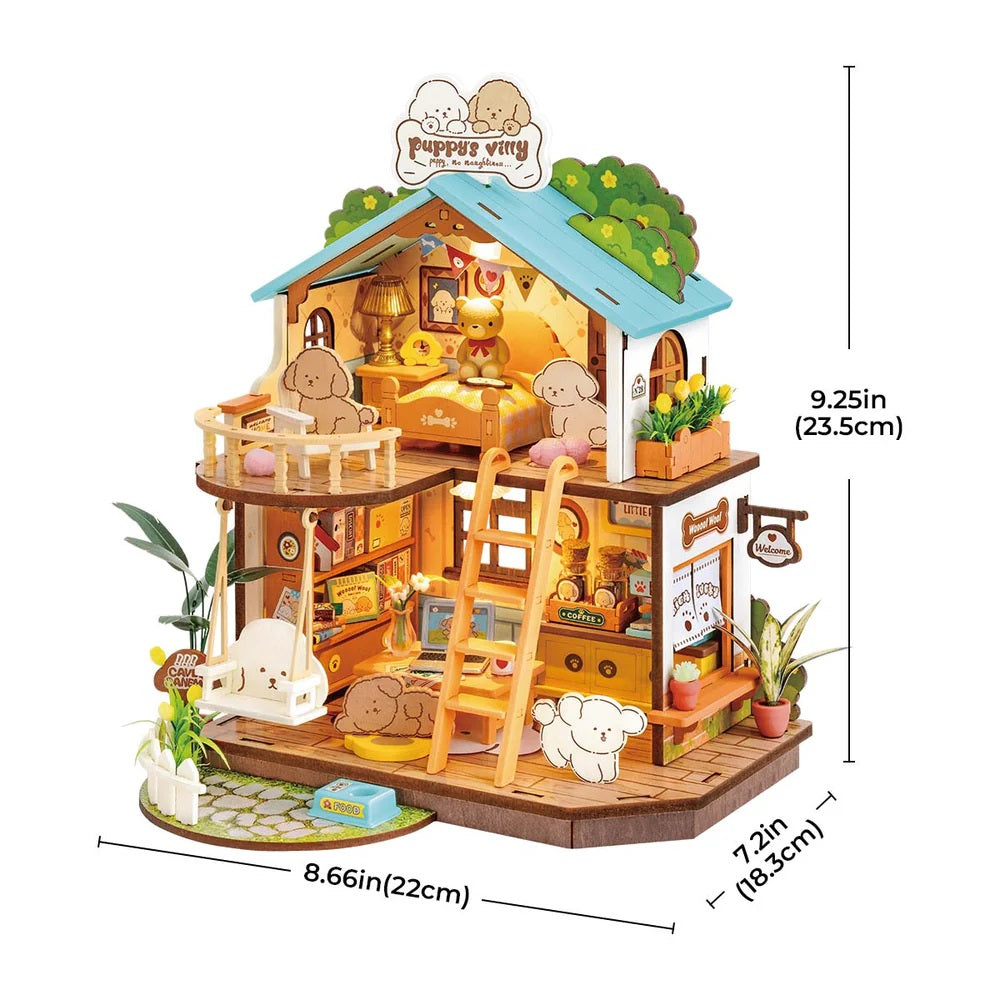 Robotime Puppy's Cozy Villa DIY Miniature House — DIY Minature House Kit