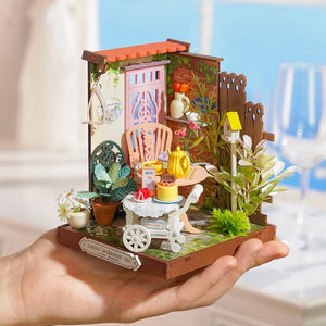Robotime - Fancy Tea Yard, Super Mini Houses - Little Warm Spaces — DIY Minature House Kit