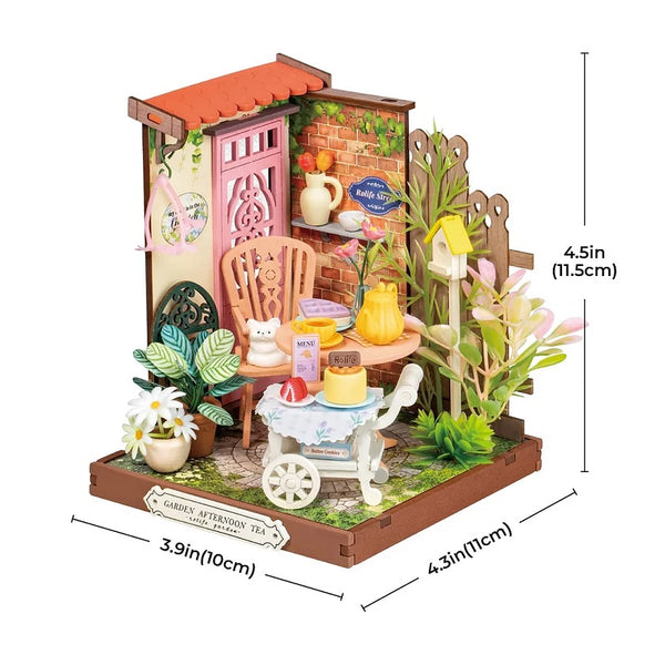 Robotime - Fancy Tea Yard, Super Mini Houses - Little Warm Spaces — DIY Minature House Kit