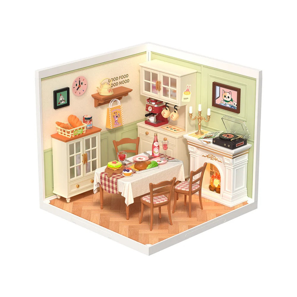 Robotime Warm Dining Room Plastic DIY Miniature House