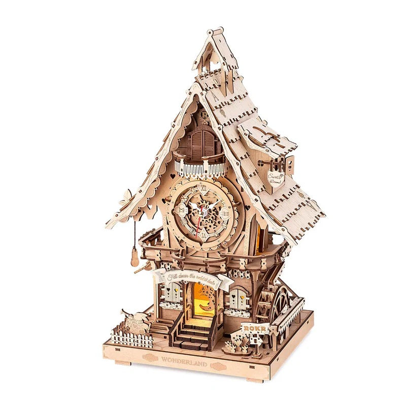 Robotime Cuckoo Clock, Natural Wood, Mechanical 3D Wooden Puzzle