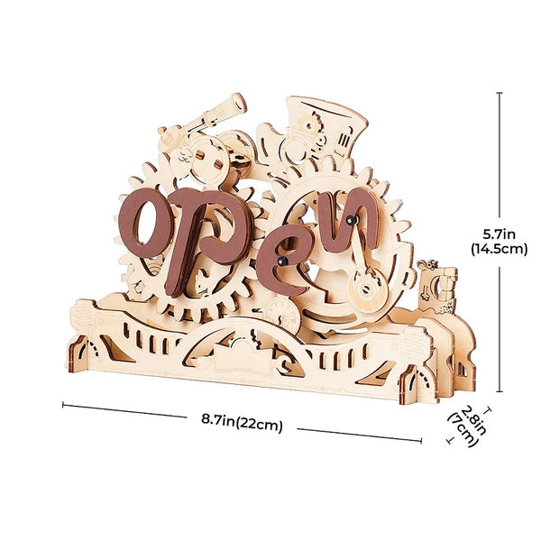 Robotime Open Closed Sign, 3D Wooden Puzzle - Mechanical Wood Models — DIY Mechanical 3D Puzzle