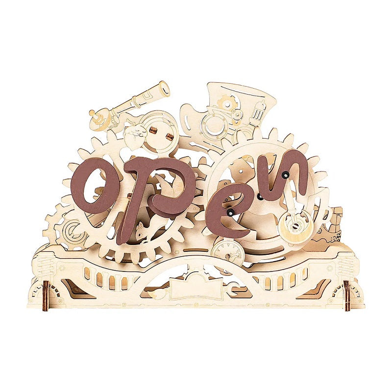Robotime Open Closed Sign, 3D Wooden Puzzle - Mechanical Wood Models — DIY Mechanical 3D Puzzle