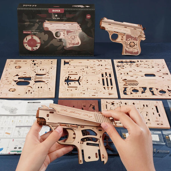 Robotime Mini Gun Toy Wooden 3D Puzzle — Mechanical Puzzles