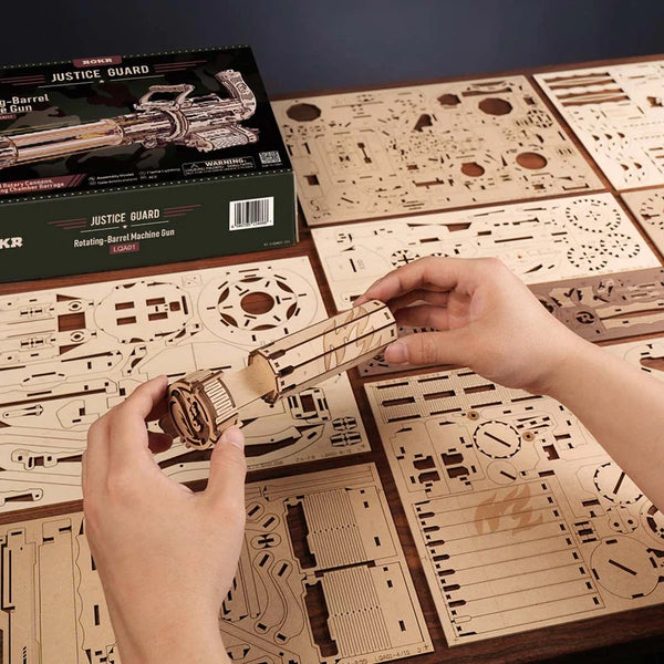 ROKR-Robotime - Rotating Barrel Machine Gun Toy 3D Wooden Puzzle