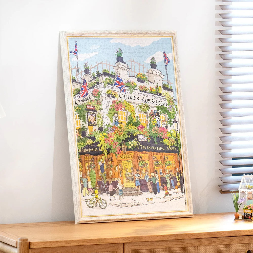 Robotime Pub in London 1000 Piece Jigsaw Puzzle — Wooden Puzzle