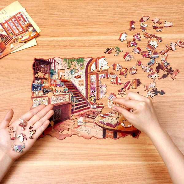 Robotime Rowood - Cozy Winter Cafe 200-Piece Wooden Jigsaw Puzzle — Wooden Puzzle