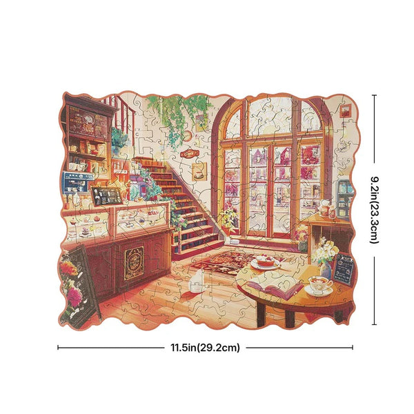 Robotime Rowood - Cozy Winter Cafe 200-Piece Wooden Jigsaw Puzzle — Wooden Puzzle
