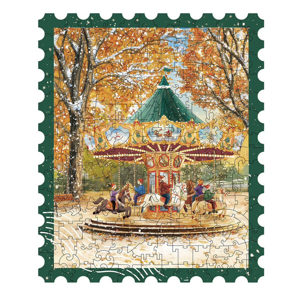 Robotime Rowood Golden Autumn Carousel Wooden Jigsaw Puzzle — Wooden Puzzle