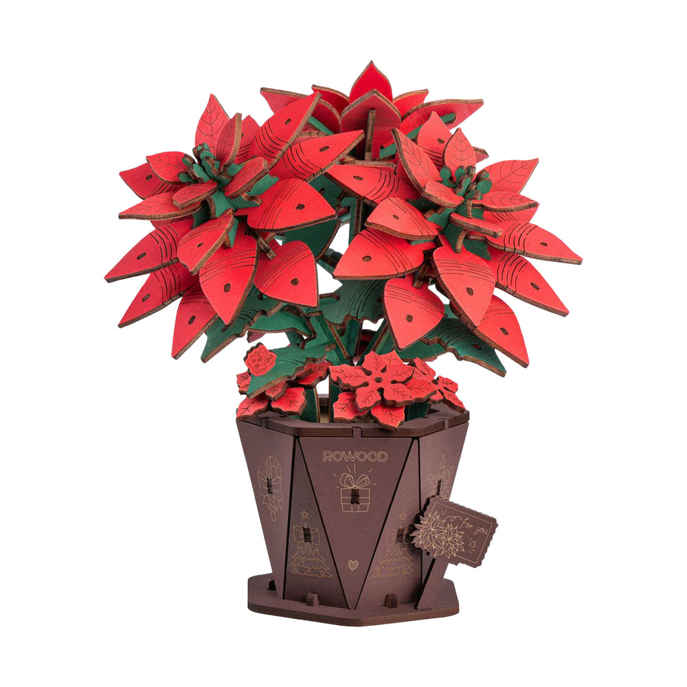 Robotime Rowood - Poinsetta Wood Bloom Craft — Wooden Puzzle