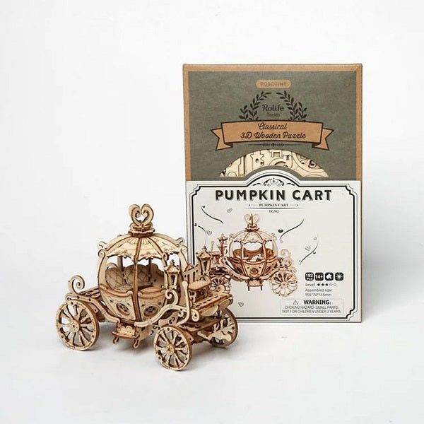 Robotime - Classic 3D Wood Puzzles; Pumpkin Carriage/Cart — 3D Wooden Puzzle