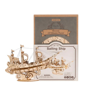 Robotime - Classic 3D Wood Puzzles; Sailing Ship - Echo Six Hobbies
