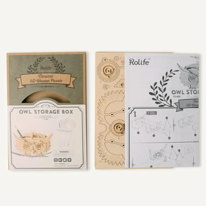 Robotime - Classic 3D Wood Puzzles; Owl Storage Box — Mechanical Puzzles