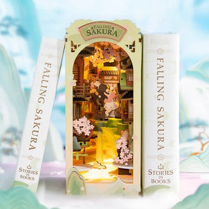 Robotime Stories in Books, Falling Sakura — Book Nook Shelf Insert