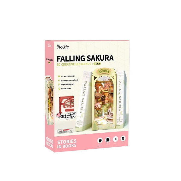 Robotime Stories in Books, Falling Sakura — Book Nook Shelf Insert