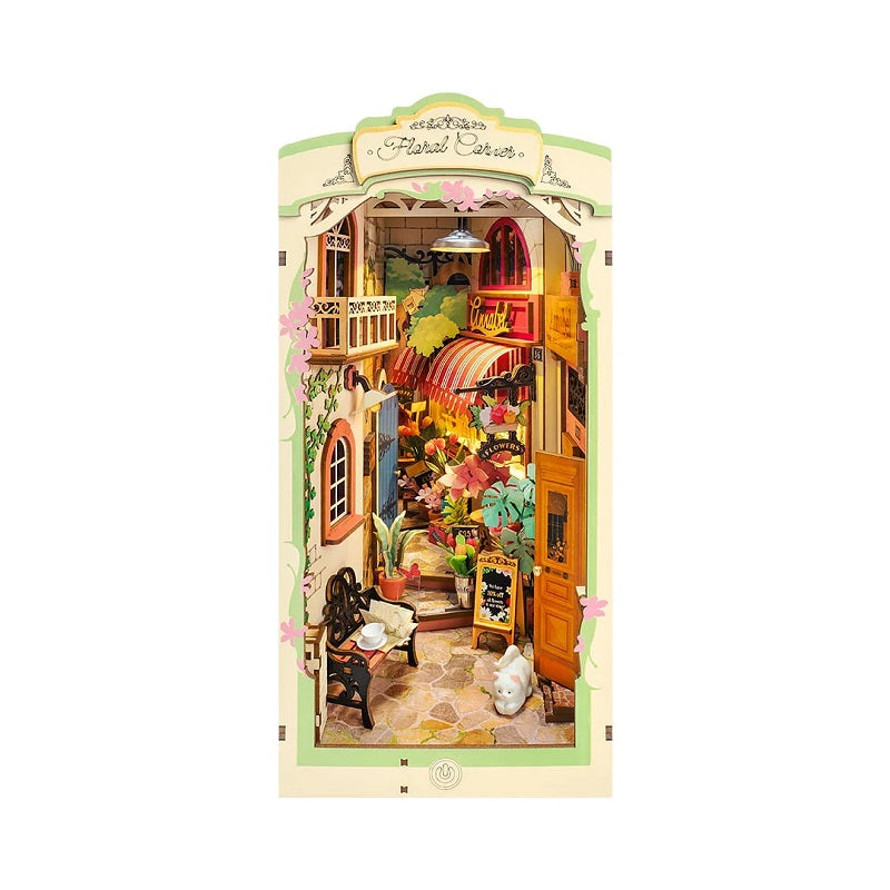 Robotime Floral Corner Book Nook - Stories in Books — Book Nook Shelf Insert