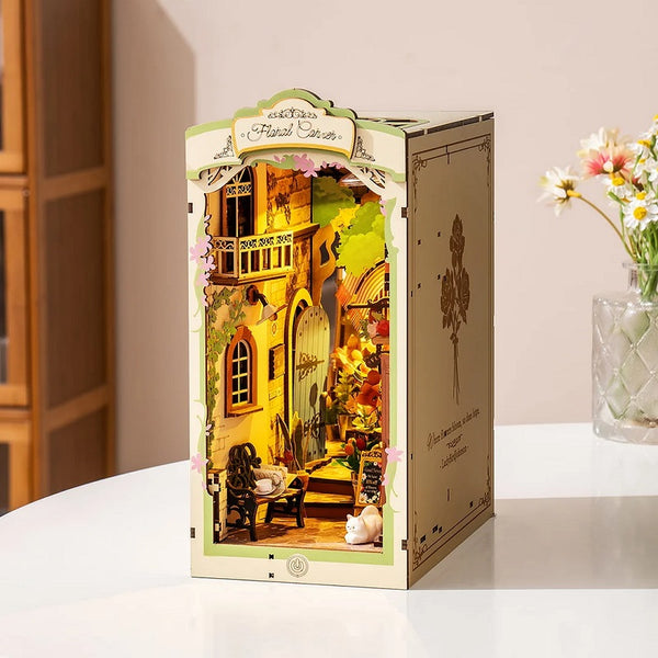 Robotime Floral Corner Book Nook - Stories in Books — Book Nook Shelf Insert
