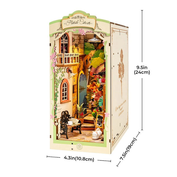 Robotime Floral Corner Book Nook - Stories in Books — Book Nook Shelf Insert