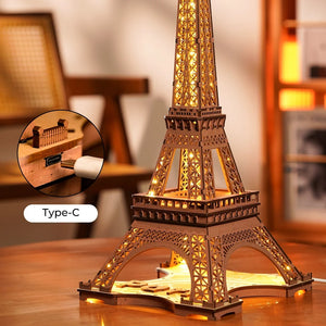 Robotime - Night of the Eiffel Tower 3D Wooden Puzzle