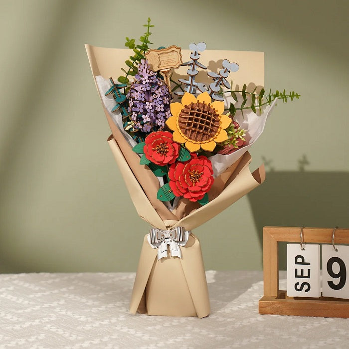 Robotime Wooden Flower Bouquet 3D Wooden Puzzle — DIY Home Decor