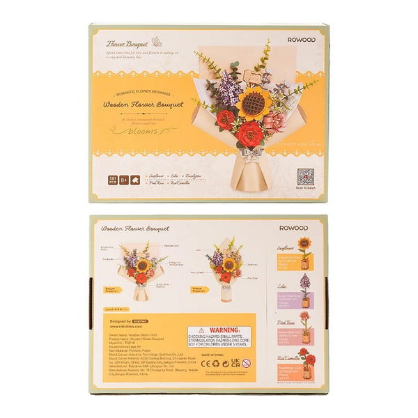 Robotime Wooden Flower Bouquet 3D Wooden Puzzle — DIY Home Decor