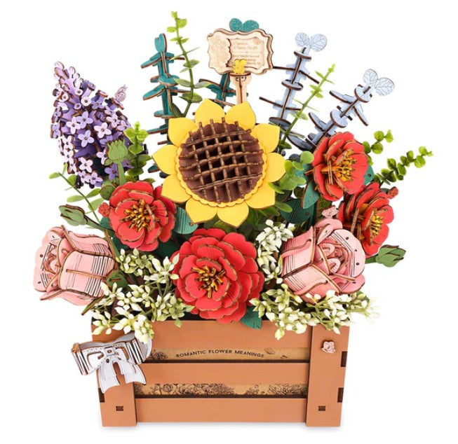 Robotime Wooden Flower Box - Wood Bloom Craft — DIY Home Decor