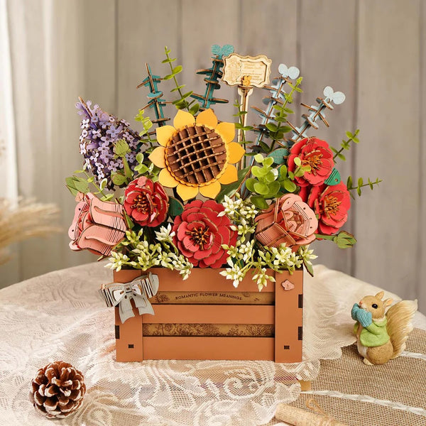 Robotime Wooden Flower Box - Wood Bloom Craft — DIY Home Decor