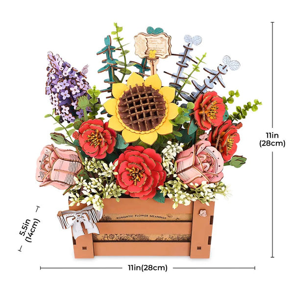 Robotime Wooden Flower Box - Wood Bloom Craft — DIY Home Decor