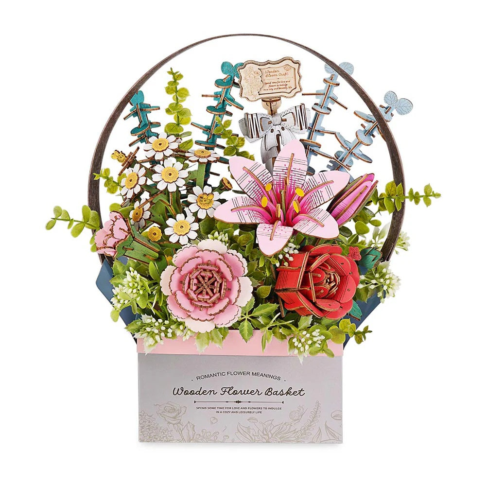 Robotime Wooden Flower Basket DIY 3D Puzzle — DIY Home Decor
