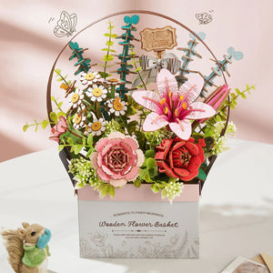 Robotime Wooden Flower Basket DIY 3D Puzzle — DIY Home Decor