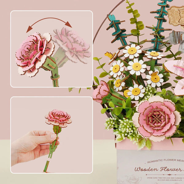 Robotime Wooden Flower Basket DIY 3D Puzzle — DIY Home Decor
