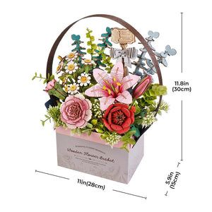 Robotime Wooden Flower Basket DIY 3D Puzzle — DIY Home Decor