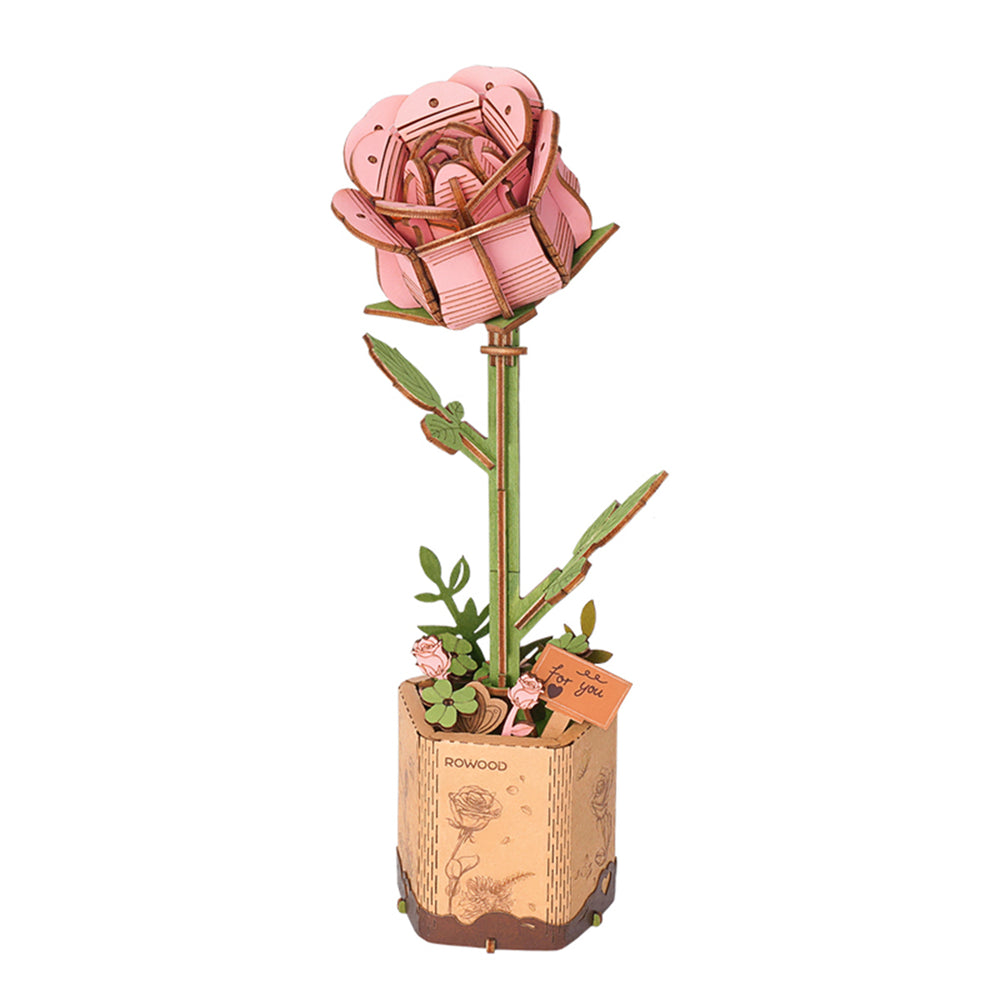 Robotime ROWOOD Pink Rose — DIY Home Decor
