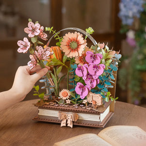 Robotime Wooden Blooming Book DIY Flower Bouquet 3D Puzzle — DIY Home Decor