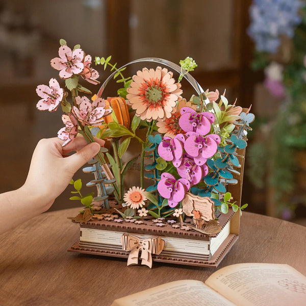 Robotime Wooden Blooming Book DIY Flower Bouquet 3D Puzzle — DIY Home Decor