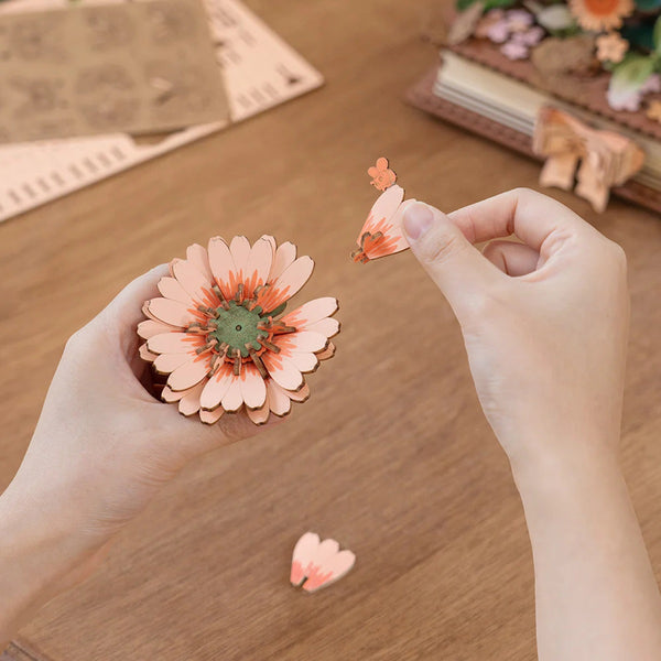 Robotime Wooden Blooming Book DIY Flower Bouquet 3D Puzzle — DIY Home Decor