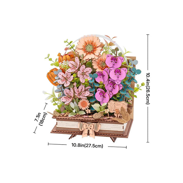 Robotime Wooden Blooming Book DIY Flower Bouquet 3D Puzzle — DIY Home Decor