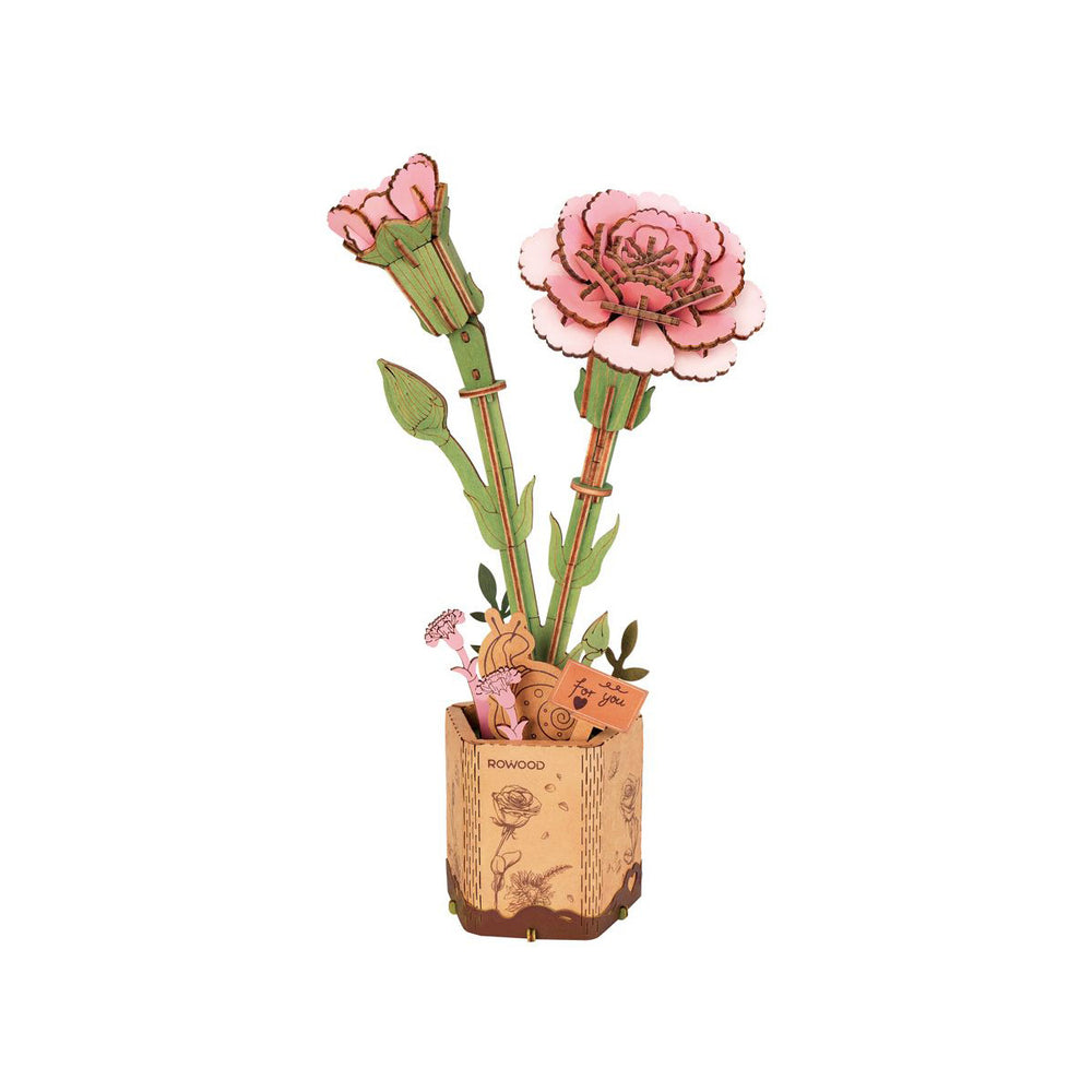 Robotime ROWOOD Pink Carnation — DIY Home Decor