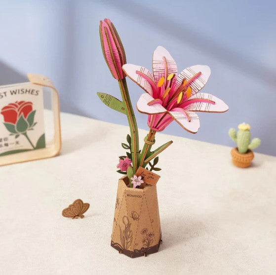 Robotime Pink Lily - Wood Bloom Craft — DIY Home Decor