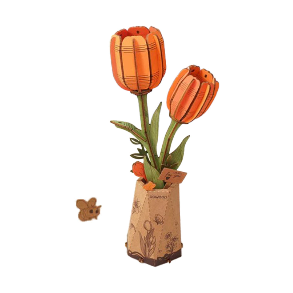 Robotime Orange Tulip - Wood Bloom Craft — DIY Home Decor