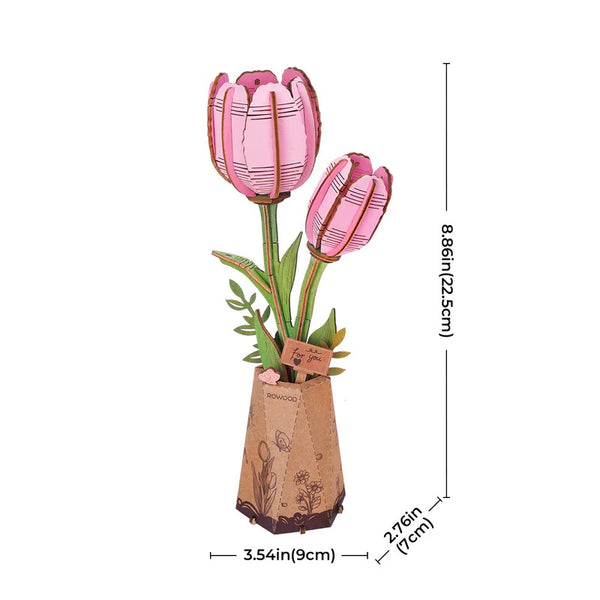 Robotime Pink Tulip DIY Wooden Flower — DIY Home Decor
