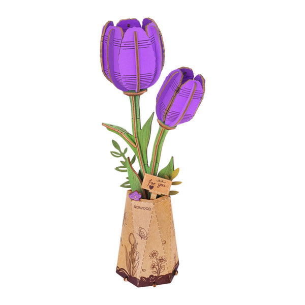 Robotime Purple Tulip DIY Wooden Flower — DIY Home Decor