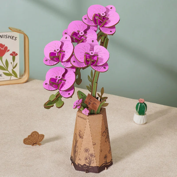 Robotime Purple Moth Orchid DIY Wooden Flower — DIY Home Decor