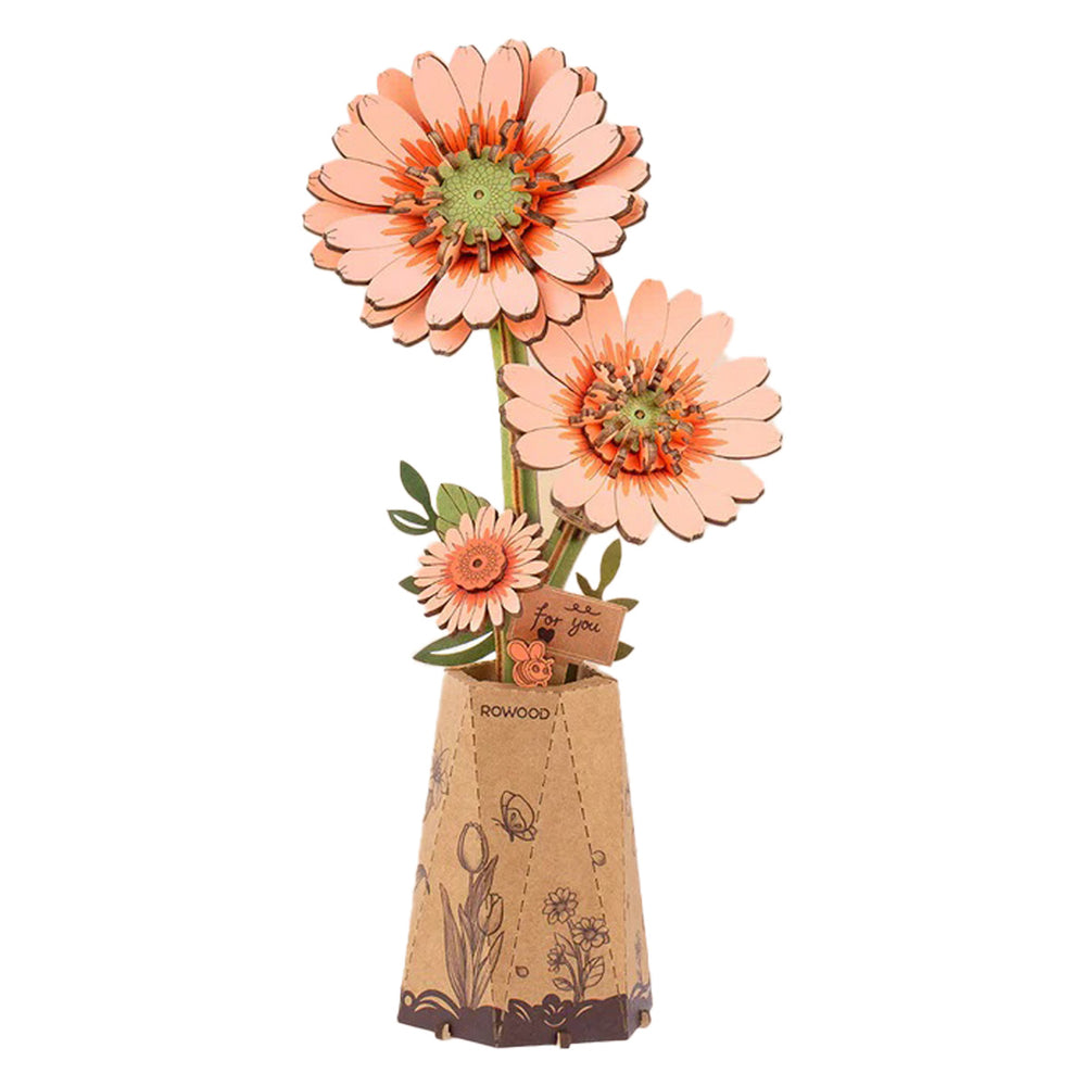 Robotime Orange Gerbera Daisy DIY Wooden Flower — DIY Home Decor