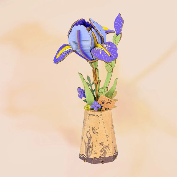 Robotime Purple Iris DIY Wooden Flower 3D Puzzle — DIY Home Decor