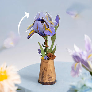 Robotime Purple Iris DIY Wooden Flower 3D Puzzle — DIY Home Decor