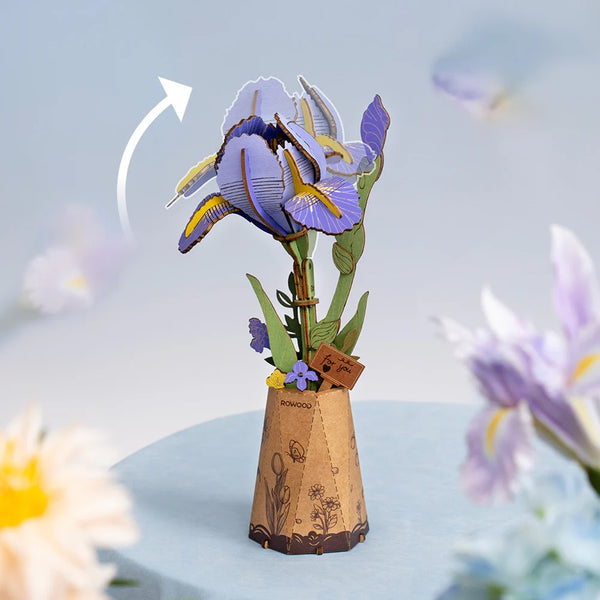 Robotime Purple Iris DIY Wooden Flower 3D Puzzle — DIY Home Decor