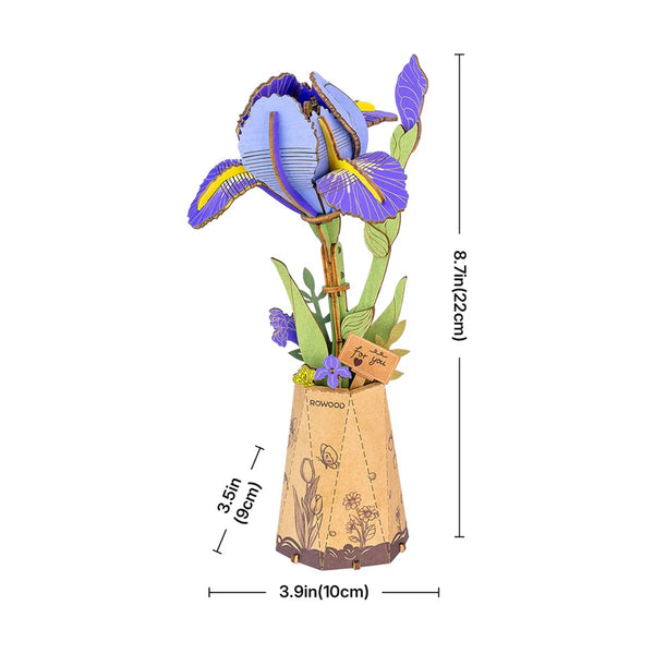 Robotime Purple Iris DIY Wooden Flower 3D Puzzle — DIY Home Decor