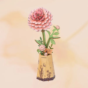 Robotime Pink Dahlia DIY Wooden Flower 3D Puzzle — DIY Home Decor